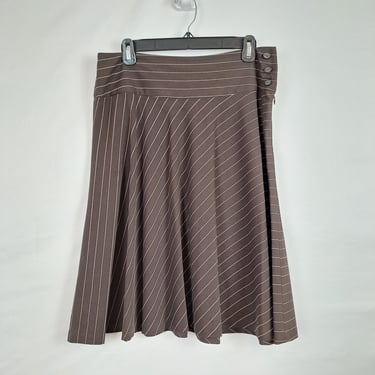 Vintage 2000s Low Rise Brown Pinstripe Flare Skirt 