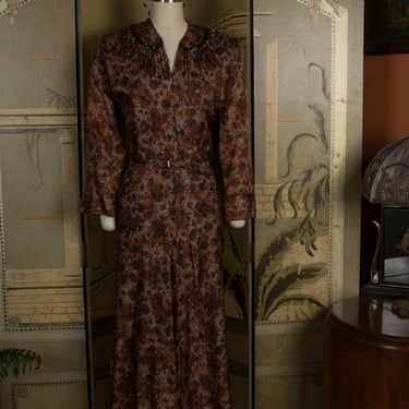 MEMORIAL WEEK SALE - Late 1950s/Early 1960s Formfit Beaded Floral Dress Volup - Item #201 