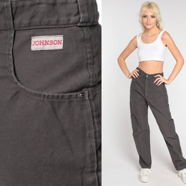 Grey Cargo Pants Y2k Straight Leg Pants Workwear Work Pants High Waisted Rise Streetwear Normcore Basic Vintage 00s Johnson Small S 