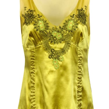 Karen Millen - Light Green Floral Embroidered Sleeveless Top Sz 10