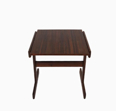modernist rosewood trestle based occasional table by Don S. Shoemaker