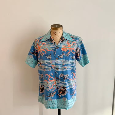 Shaheen’s of Honolulu vintage 40s/50s cotton aloha shirt. Size M 