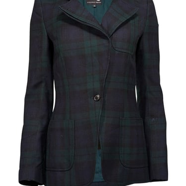 Alexander McQueen - Green & Navy Plaid Wool Blazer Sz 4