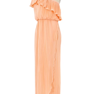 Peach Pleated One Shoulder Dress