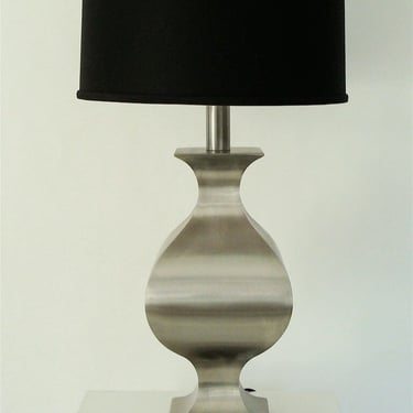 Francois See French Brushed Stainless Steel Table Lamp for Maison Jansen