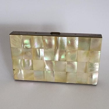 50s Mother of Pearl Compact Purse + Cigarette Case 