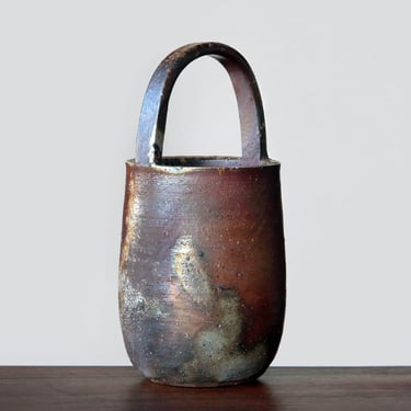 H19cm / Bizen Pottery Vase With Handle | Japanese Ceramic 