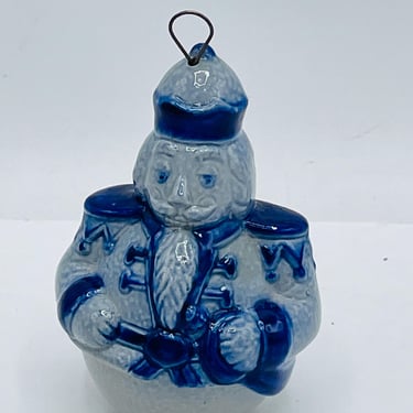 Vintage Eldreth Salt Glaze Blue Stone Gray Nutcracker Ornament - Rare Find 