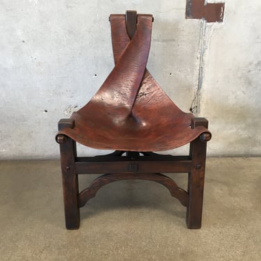 Vintage Leather Sling Chair