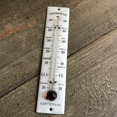 French White Enamel Thermomètre, Thermometer, French Farmhouse 