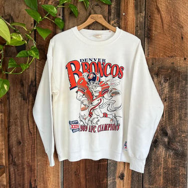 Vintage 80s 1989 Denver Broncos NFL AFC Champions Crewneck Sweatshirt size XL 