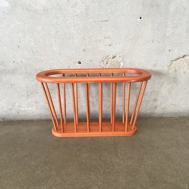 Vintage Wood Magazine Basket/ Holder