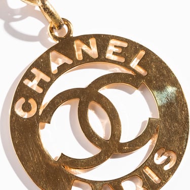 CHANEL 80s Gold Logo Pendant Chain Belt/Necklace