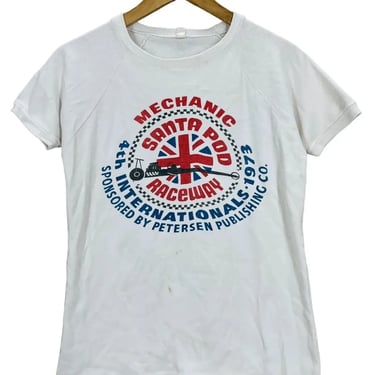 Vintage 1973 Santa Pod Raceway England Drag Racing Water Print T-Shirt