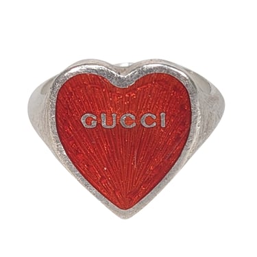 Gucci - Red Heart Sterling Silver Ring Sz 8