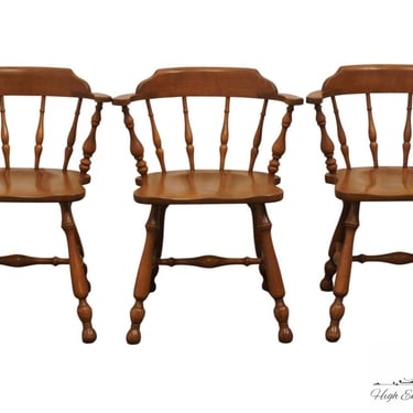 Set of 3 ETHAN ALLEN Heirloom Nutmeg Maple Colonial Early American Pub Style Dining Side Chairs 