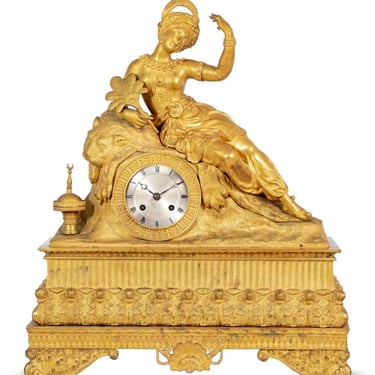 Charles X Gilt Bronze Figural Clock