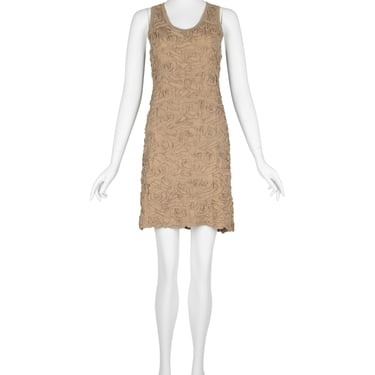 Comme Des Garcons Vintage SS 1986 Tan Cotton Textured Applique Mini Dress