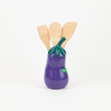 Eggplant Ceramic Utensil Holder