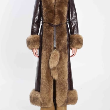 Chloe Women Long Column-Style Leather Coat