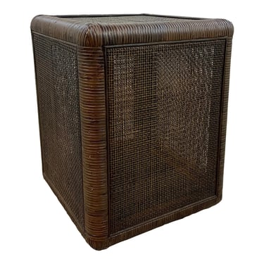 Organic Modern Chocolate Brown Woven Cane Stool