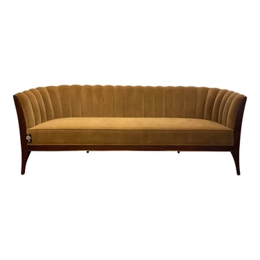 Global Views Modern Channeled Bronze Velvet Sofa