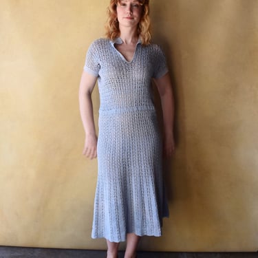Vintage 1930s crochet dress . size medium large xl 