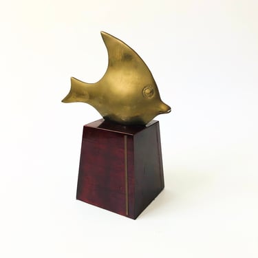 Brass Fish on Wood Base 