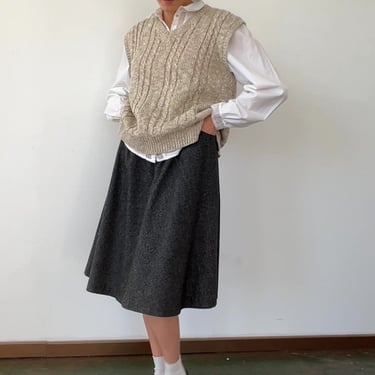 Neutral Linen Cable Knit Vest (M)