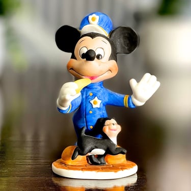 VINTAGE: Disney Mickey Mouse Police Figurine - Bisque Porcelain - Made in Taiwan- Collectible Figurines - Disney Keepsake - SKU 00035293 