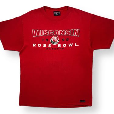 Vintage 1999 University of Wisconsin Badgers Football Rose Bowl Game Graphic T-Shirt Size Large 