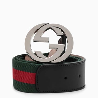 Gucci Black Belt With Green/Red Web
