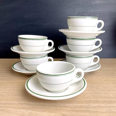 Sterling and Buffalo restaurant ware cups and saucers - set of 6 - vintage diner china 