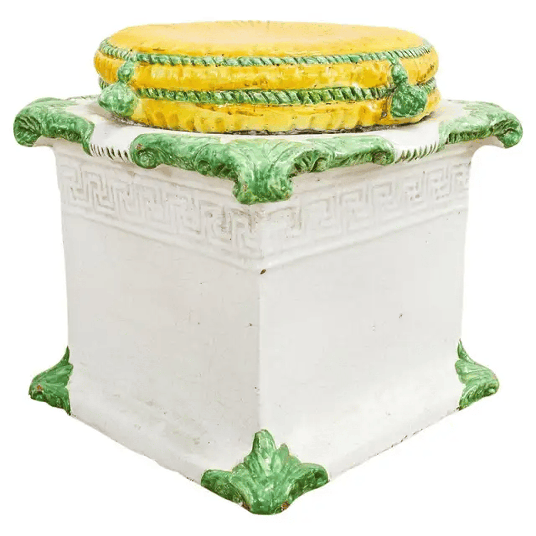 Mid-Century Italian Majolica Neoclassical Style Garden Seat Stool ...