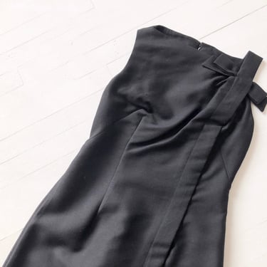 1960s Long Black Bow Dress 