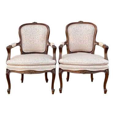 Diminutive Carved French Bergere Chairs - a Pair 