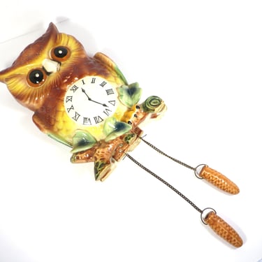 Vintage Ceramic Owl Wall Pocket Vase - Owl Clock Wall Base 