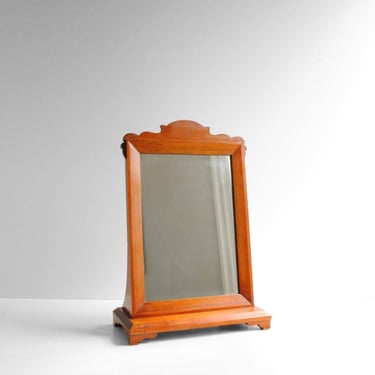 Vintage Wood Vanity Mirror, Mid Century Tabletop Mirror 