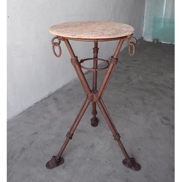 Iron and Marble Rustic Bar Table 