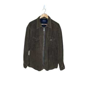 Vintage 90's Green Wide Wale Corduroy Zip Up Jacket, On the Brink, XL 