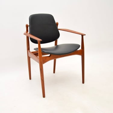 Danish Vintage Teak and Leather Armchair by Arne Vodder