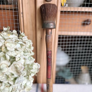Rustic vintage copper French paint brush with wooden handle 