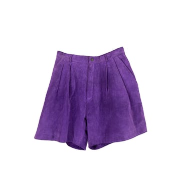 Vintage High Waisted Purple Suede Pleated Shorts size 8 or size 26 waist 