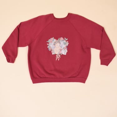 Pink 80s Angel Sweatshirt By Tultex, XL