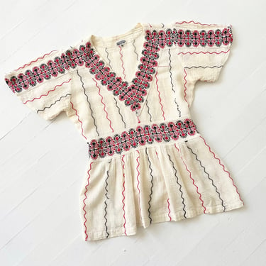 1970s Embroidered Indian Cotton Gauze Top 