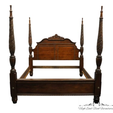 KINCAID FURNITURE Kings Road Collection Rustic Traditional Style Carved Four Poster King Size Bed 64-138 