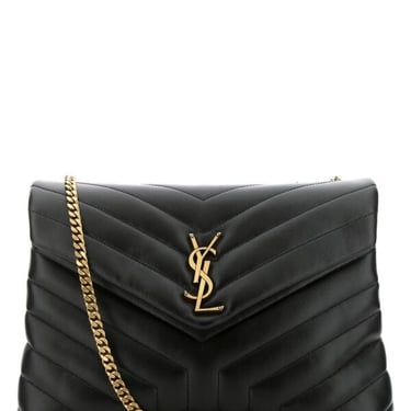 Saint Laurent Women Black Leather Medium Loulou Shoulder Bag