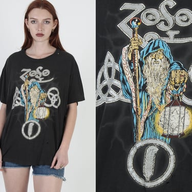Vintage Led Zeppelin T Shirt / Zoso Stairway to Heaven Tee / Robert Plant Concert Tour Shirt 