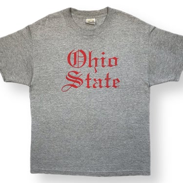 Vintage 90s Ohio State University Buckeyes Old English Spell Out Collegiate Graphic T-Shirt Size Large 