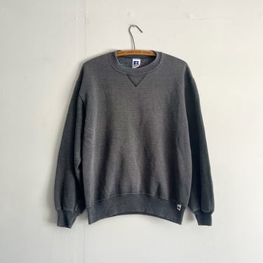 Vintage 90s Russell Faded V Stitch Black Sweatshirt Size M 